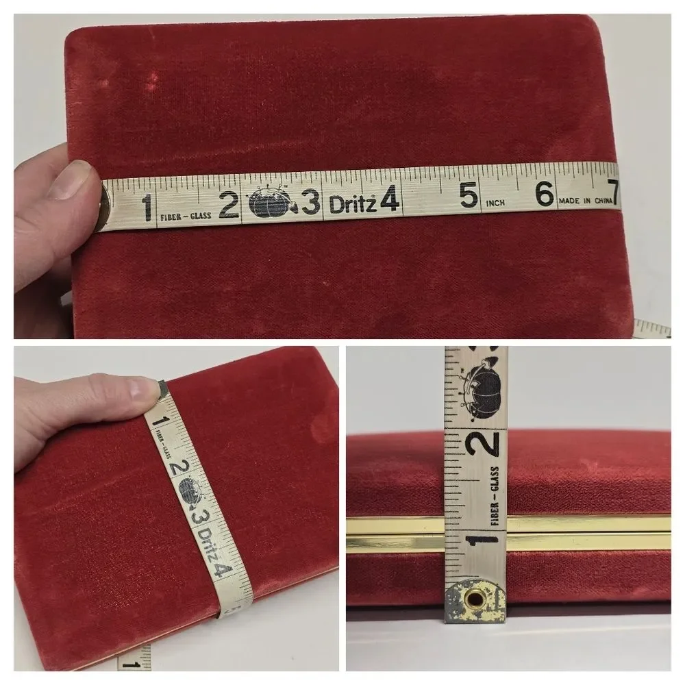 VINTAGE MELE JEWELRY TRAVEL BOX Organizer Cranberry Velour With Gold Accent